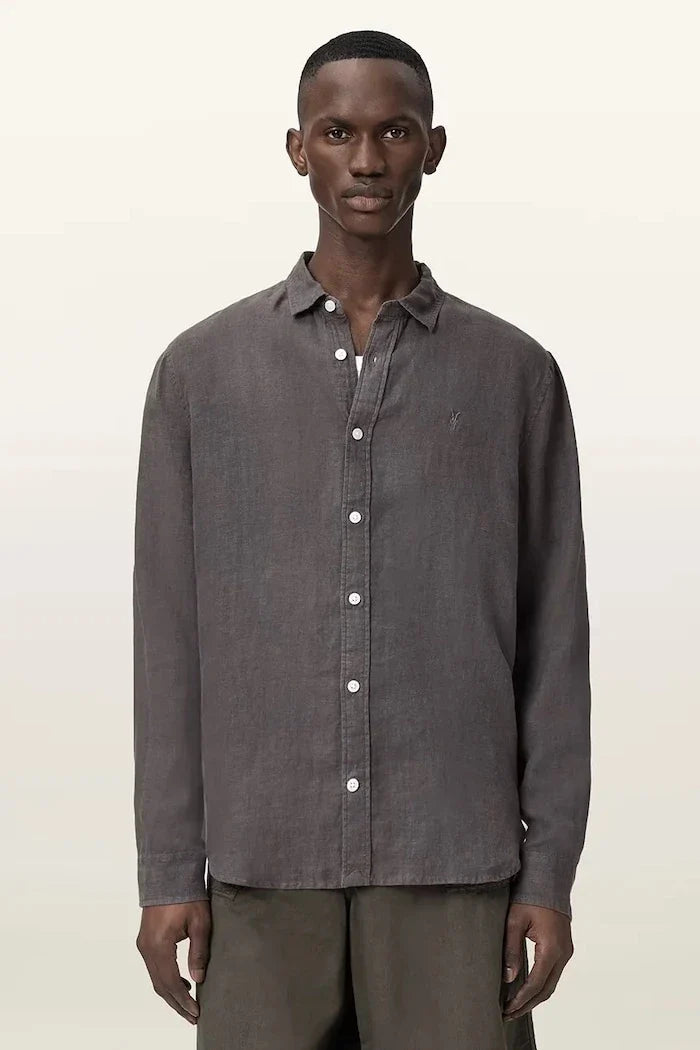 AllSaints camisa de lino para hombre LOOM