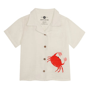 Pepita & Me - Guayabera Crab Camisa de manga corta | Crema