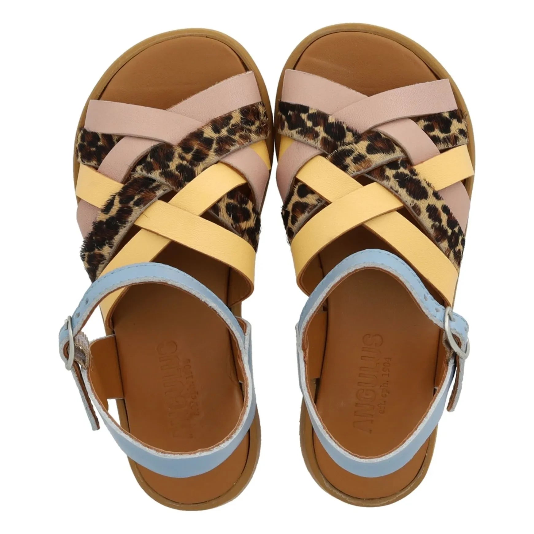 Angulus - Sandalias Trenzadas de Leopardo | Azul claro