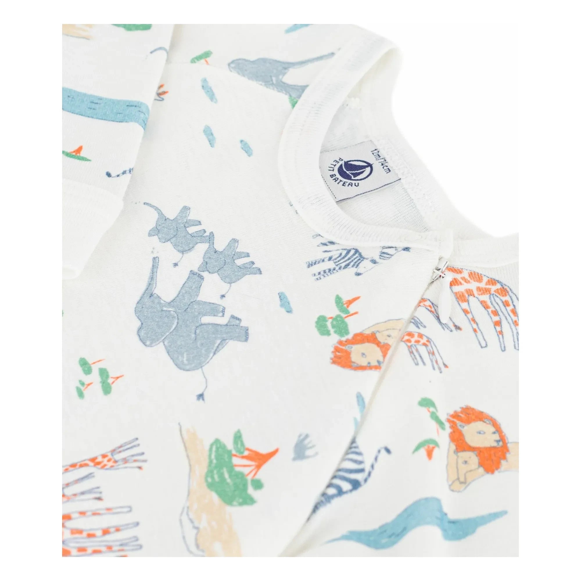 Petit Bateau - Pijama con cremallera Savane | Blanco