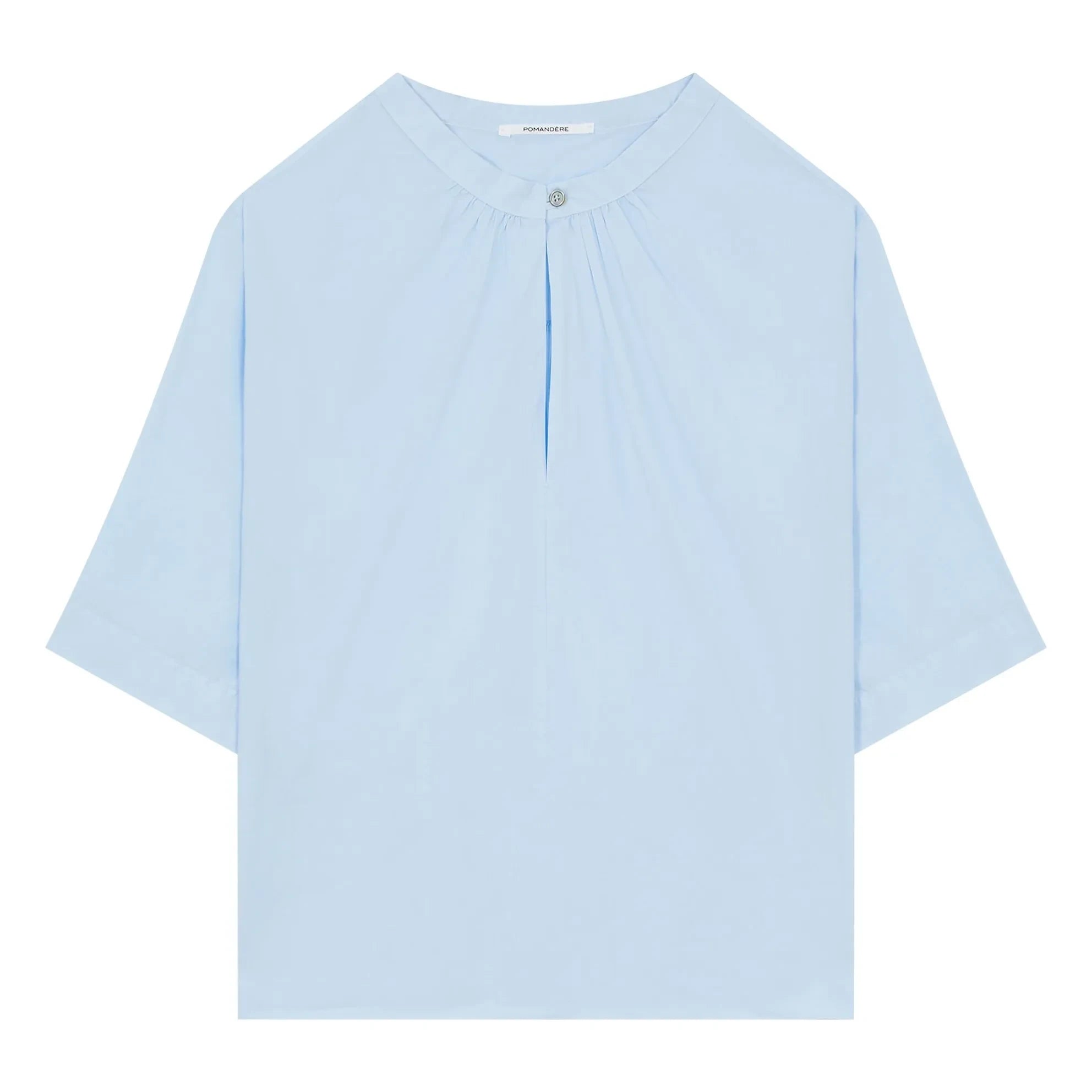 Pomandère - Blusa de popelina de algodón de manga corta | Azul claro