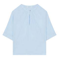 Pomandère - Blusa de popelina de algodón de manga corta | Azul claro