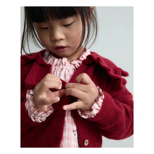 Búho - Cárdigan para niña cuello Claudine | Rojo cereza