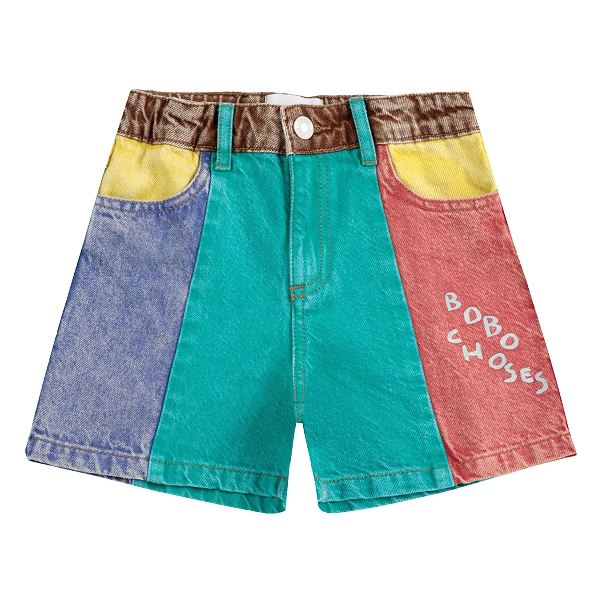 Bobo Choses - Shorts vaqueros de algodón orgánico con bloques de color | Turquesa