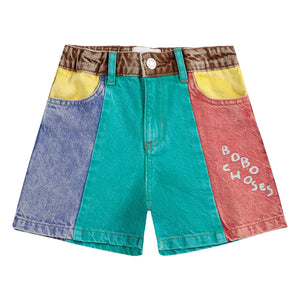 Bobo Choses - Shorts vaqueros de algodón orgánico con bloques de color | Turquesa