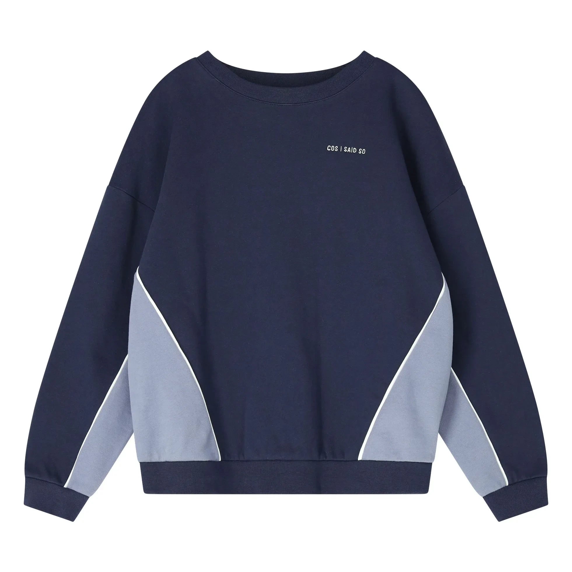 Cos I Said So - Sudadera de algodón orgánico con bloques de color | Azul marino