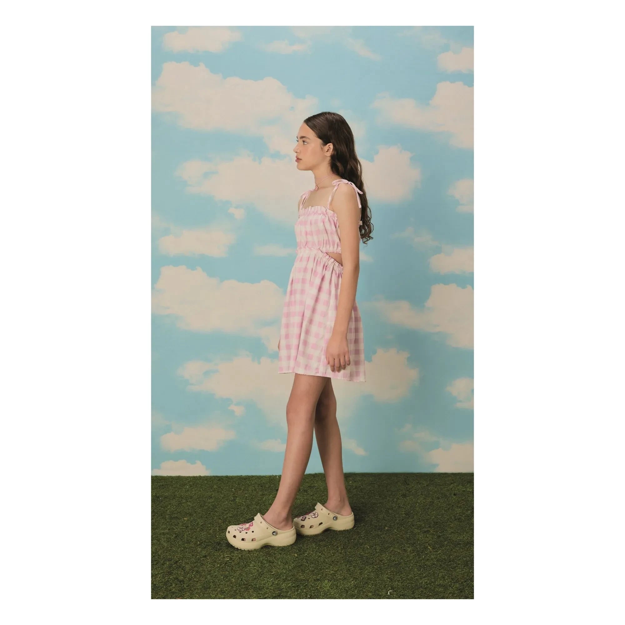 Fabula - Vestido cruzado Vichy | Rosa claro
