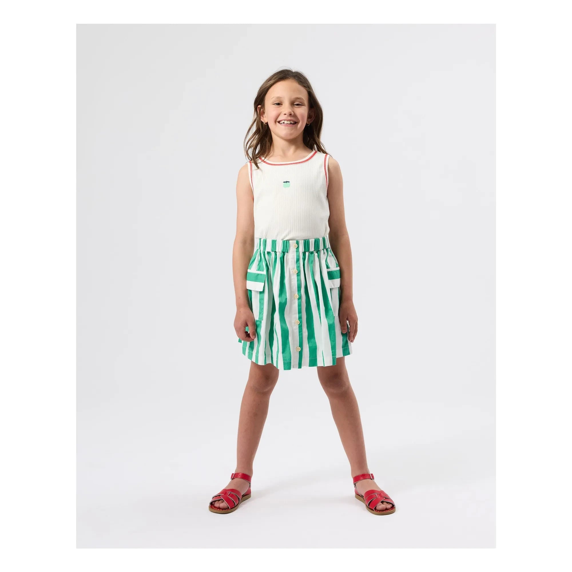 Goldie + Ace - Falda de rayas con bolsillos | Verde