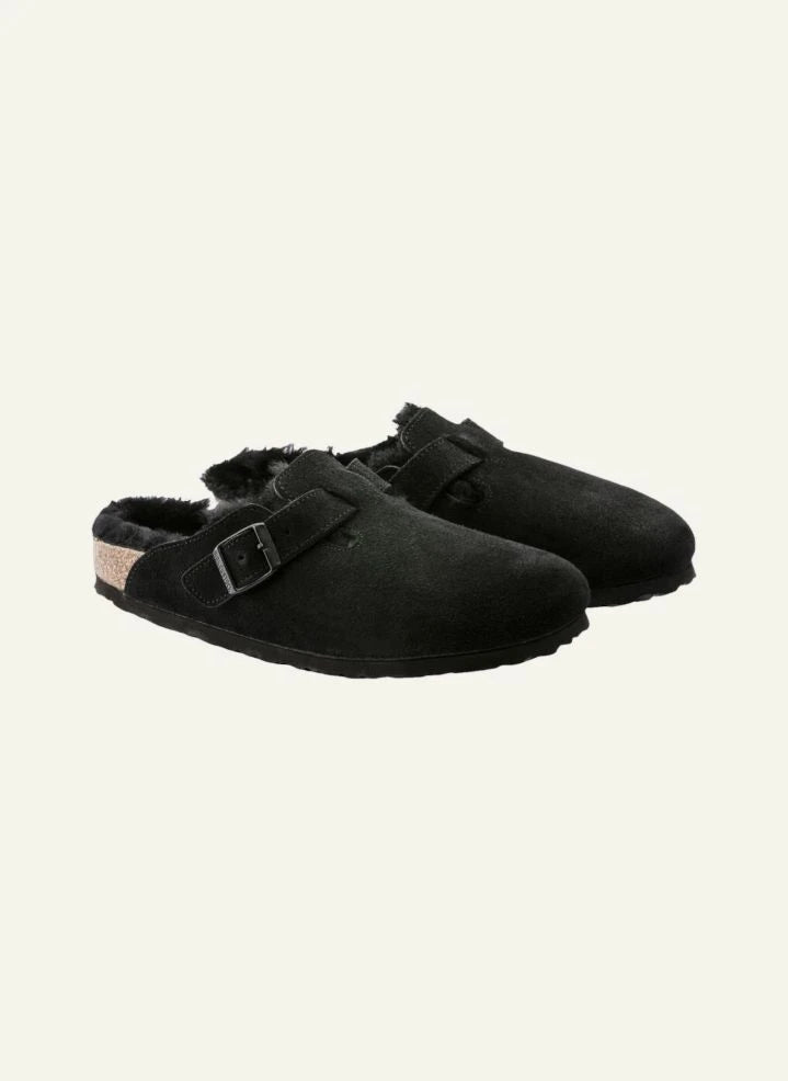 BIRKENSTOCK - Zuecos de Piel de Borrego Boston - Colección de Adultos | Negro