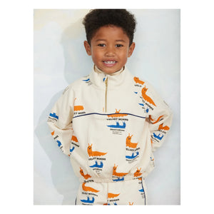 Mini Rodini - Yarım Fermuarlı Sweatshirt Organik Pamuk | Ekru