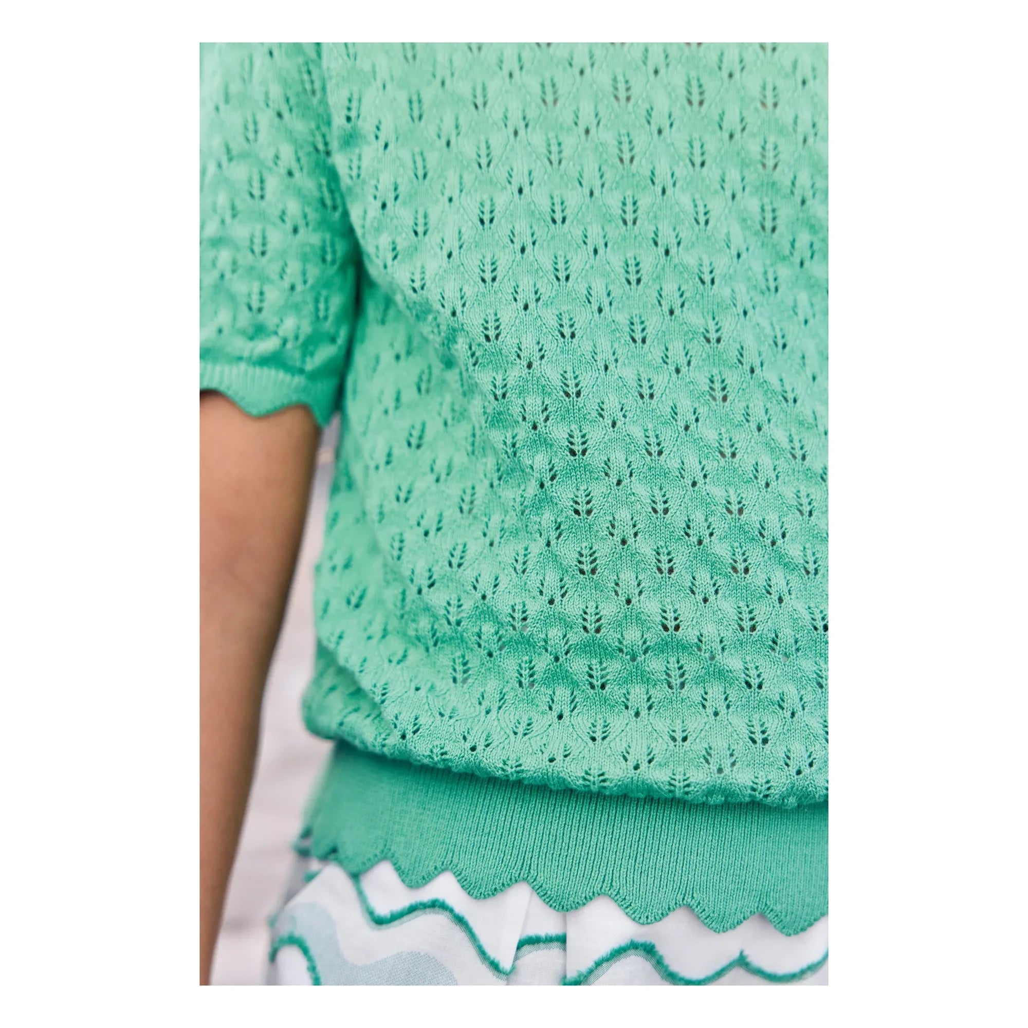 Tartine et Chocolat - Camiseta de punto festoneado | Verde