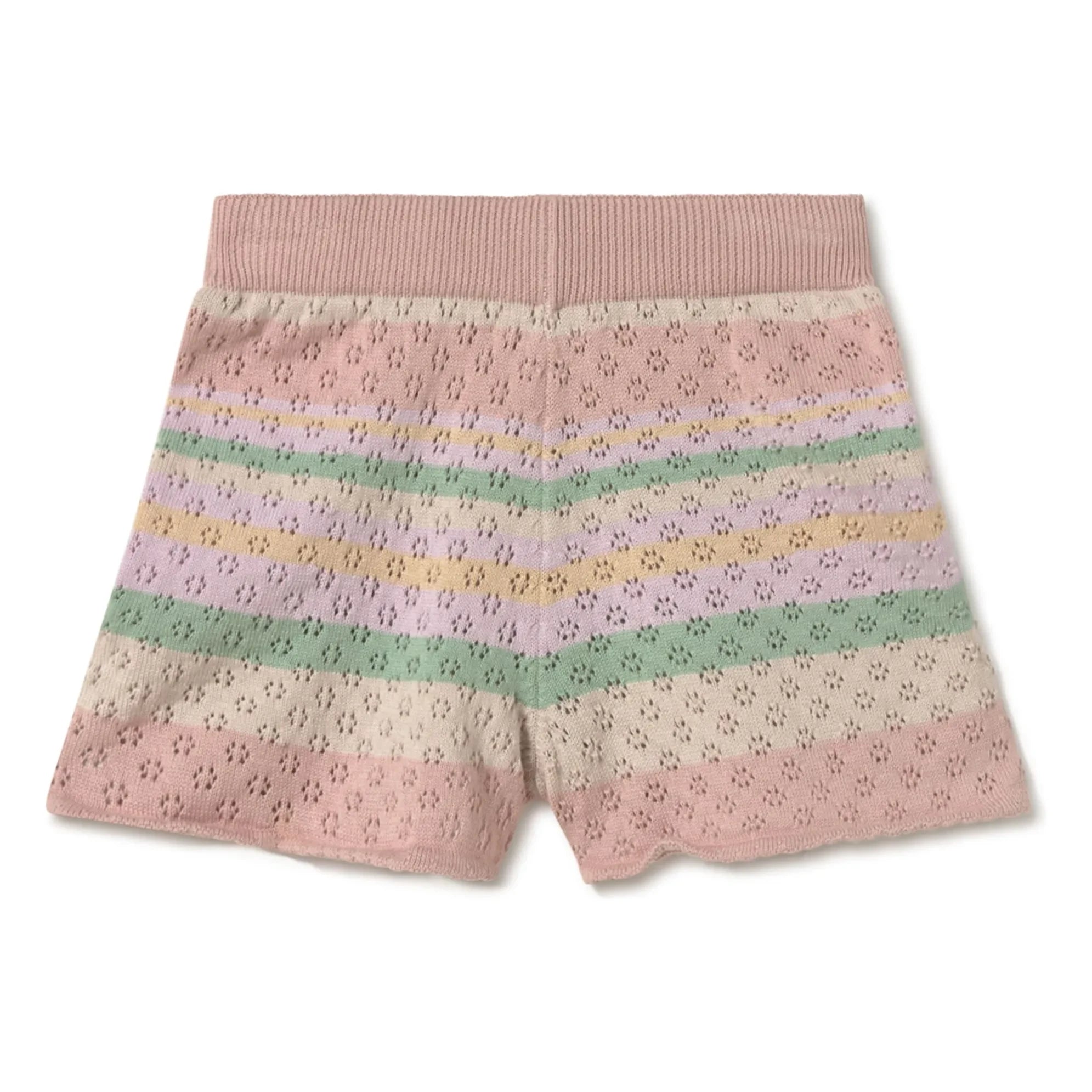 Coco au Lait - Pantalones cortos de rayas de algodón orgánico | Rosa
