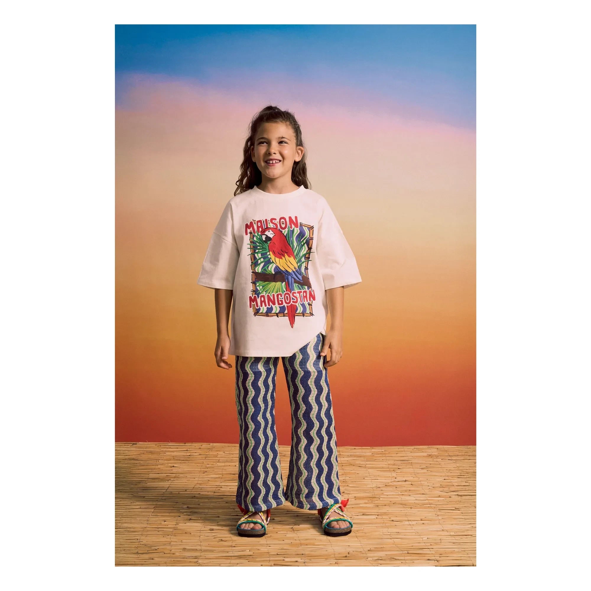 Maison Mangostan - Pantalones de ganchillo Wave | Azul