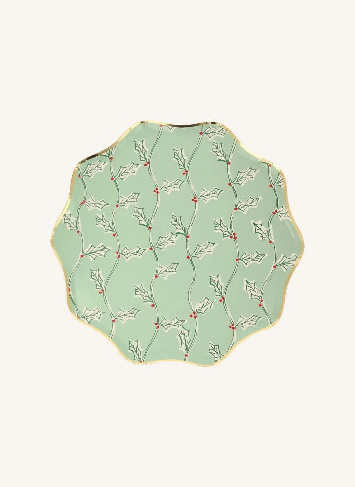Meri Meri - Platos grandes de Navidad con diseño de Block Print - set de 8