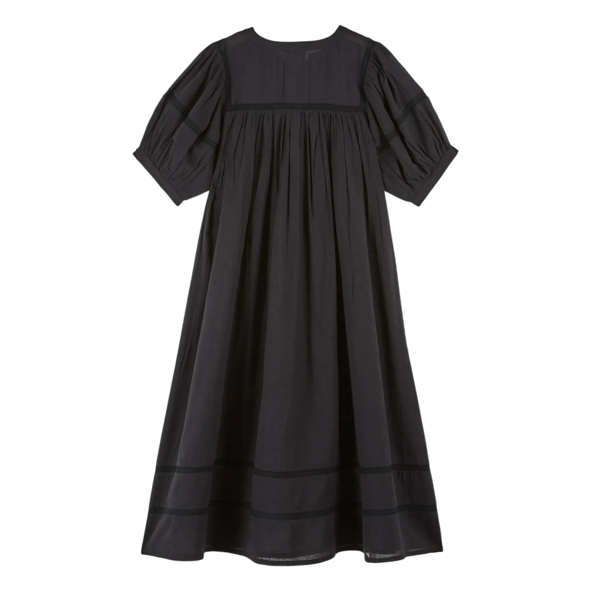 Emile et Ida - Vestido de gasa de algodón con encaje | Negro