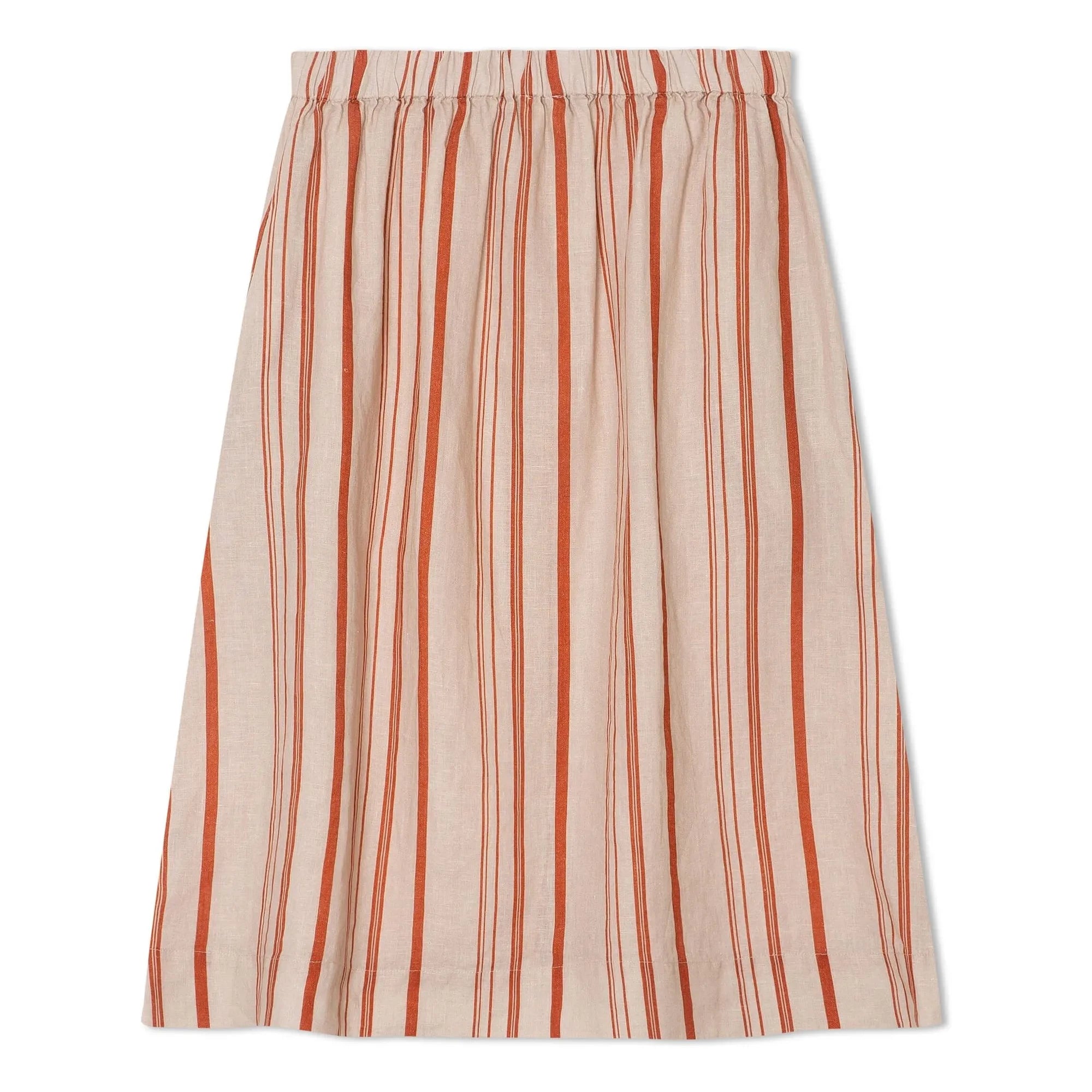 Matona - Falda midi de lino a rayas | Blanco roto
