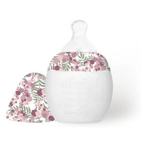 Elhée - Biberón de silicona médica y tetina fisiológica Mimosa Field - Elhée x Liberty | Rosa