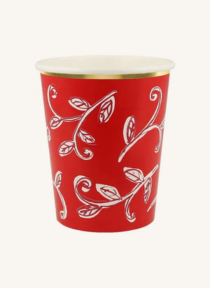 Meri Meri - Vasos de Navidad con Estampado en Bloque - Set de 8