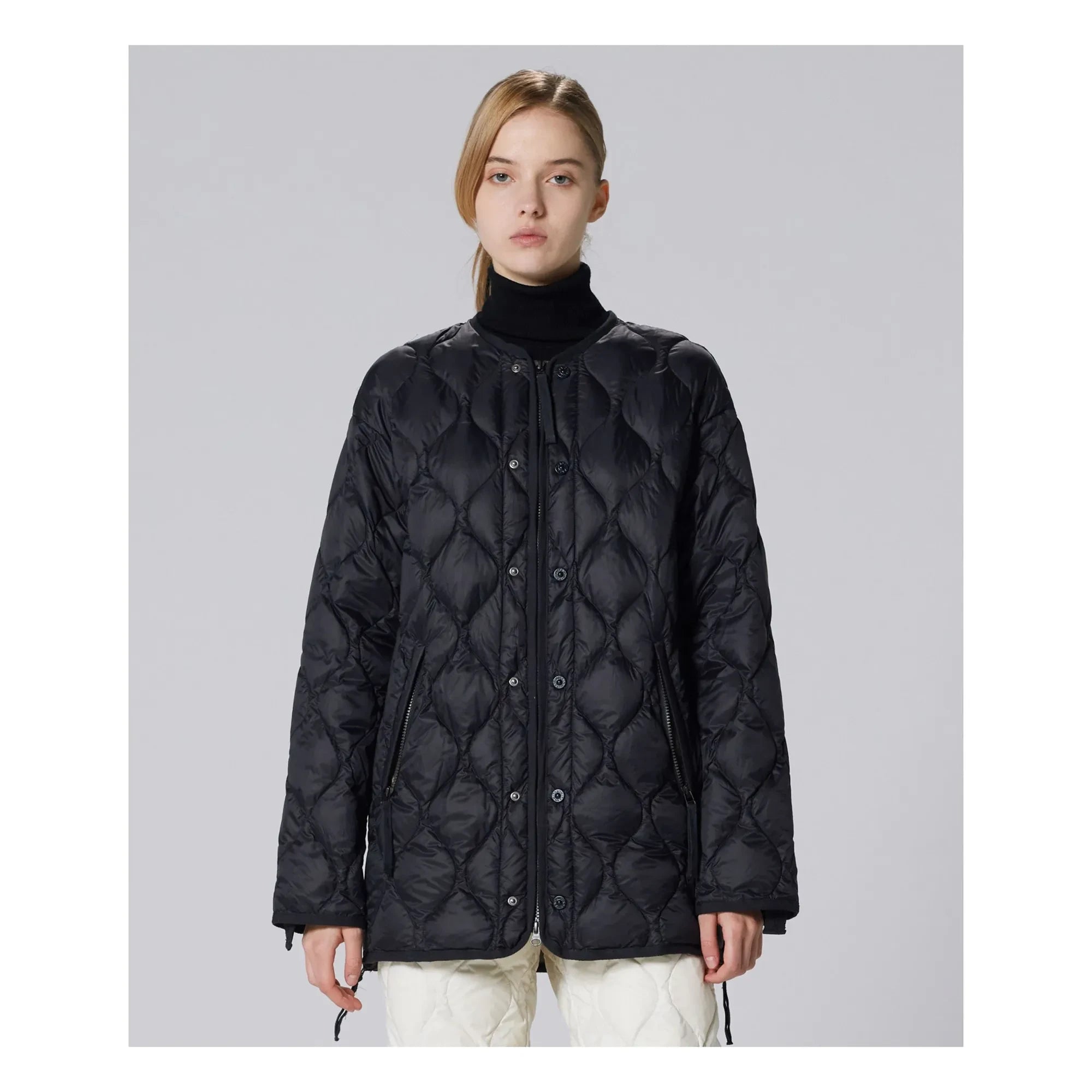 Taion - Abrigo largo militar acolchado unisex | Negro