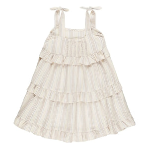 Rylee + Cru - Vestido con volantes a rayas | Blanco roto