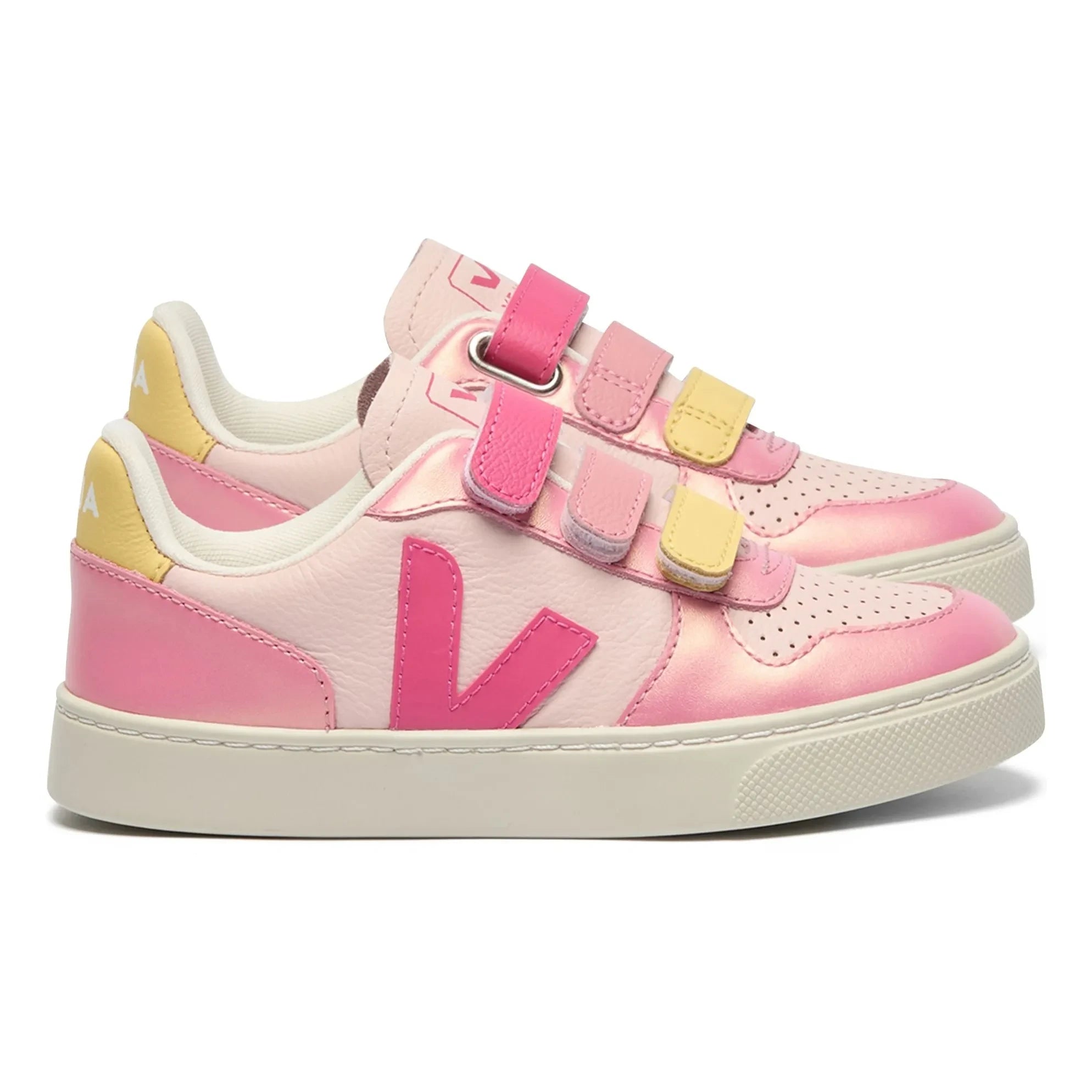 Veja - Zapatillas con estampado "Scratch" de cuero V-10 para mujer | Rosa