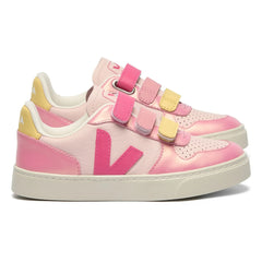Veja - Zapatillas con estampado "Scratch" de cuero V-10 para mujer | Rosa