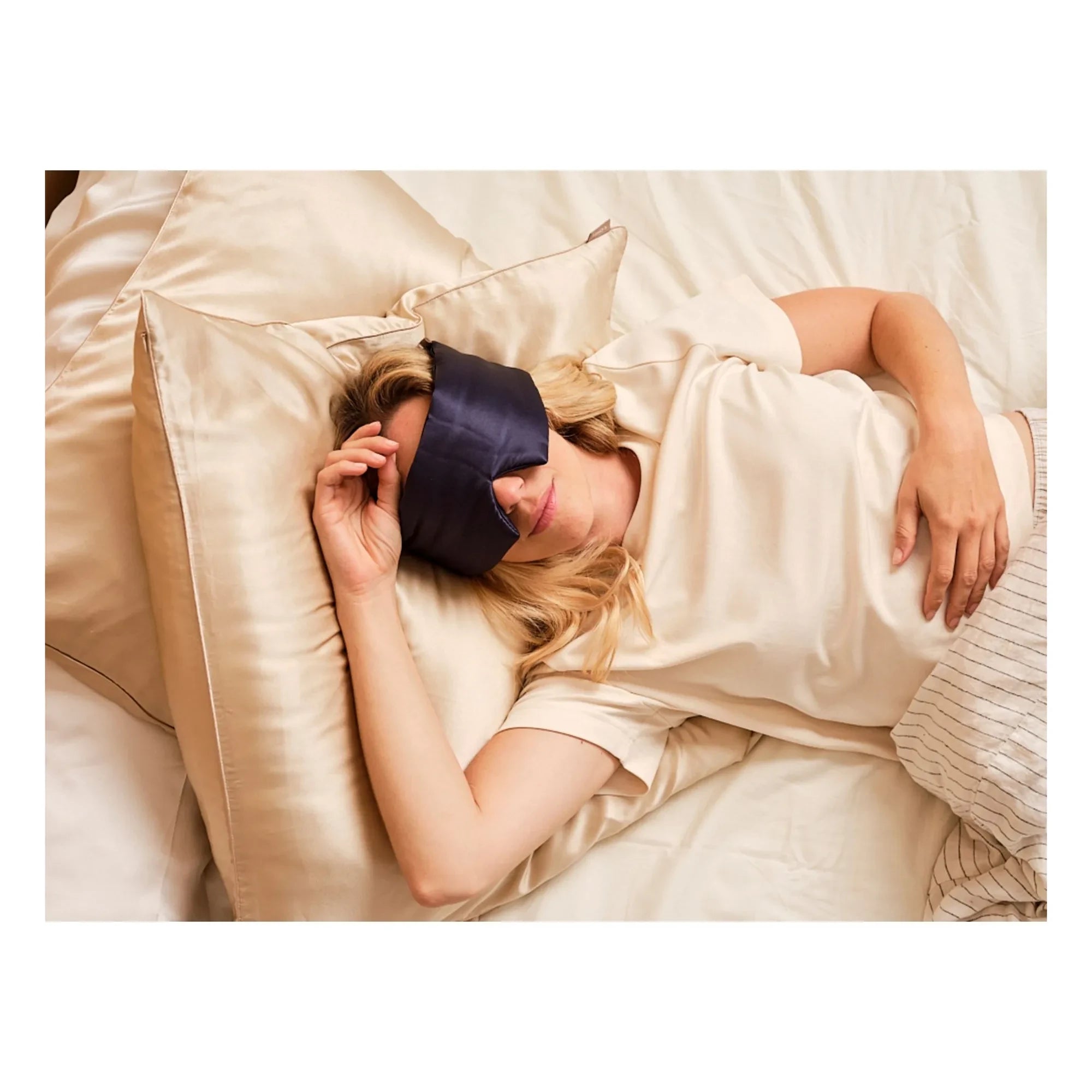 Emily's Pillow - Cinta para el pelo de seda con antifaz | Azul noche