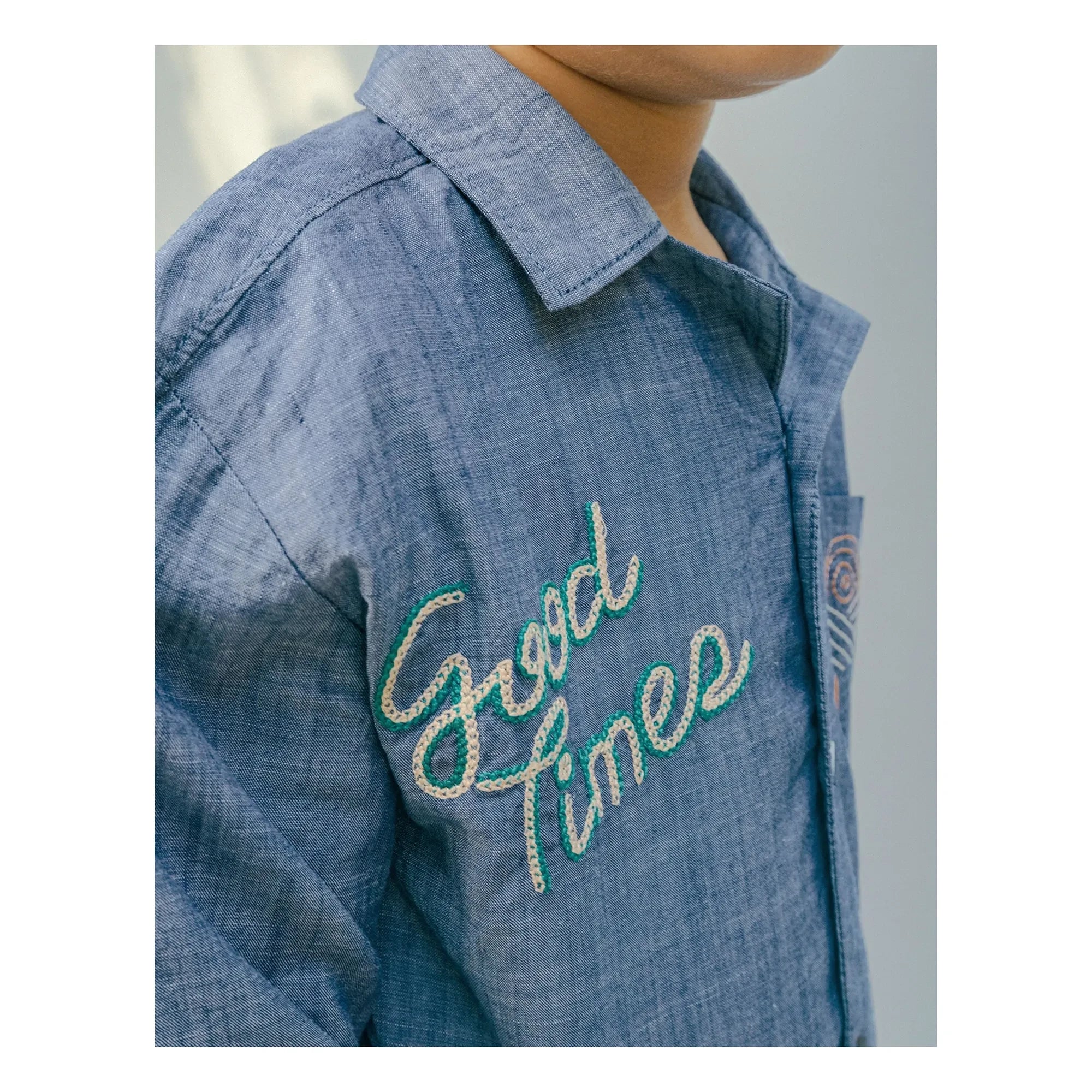 Gingersnaps - Camisa Chambray Bordada Lewis | Azul