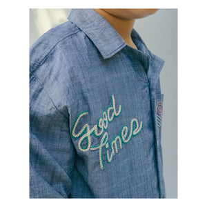 Gingersnaps - Camisa Chambray Bordada Lewis | Azul