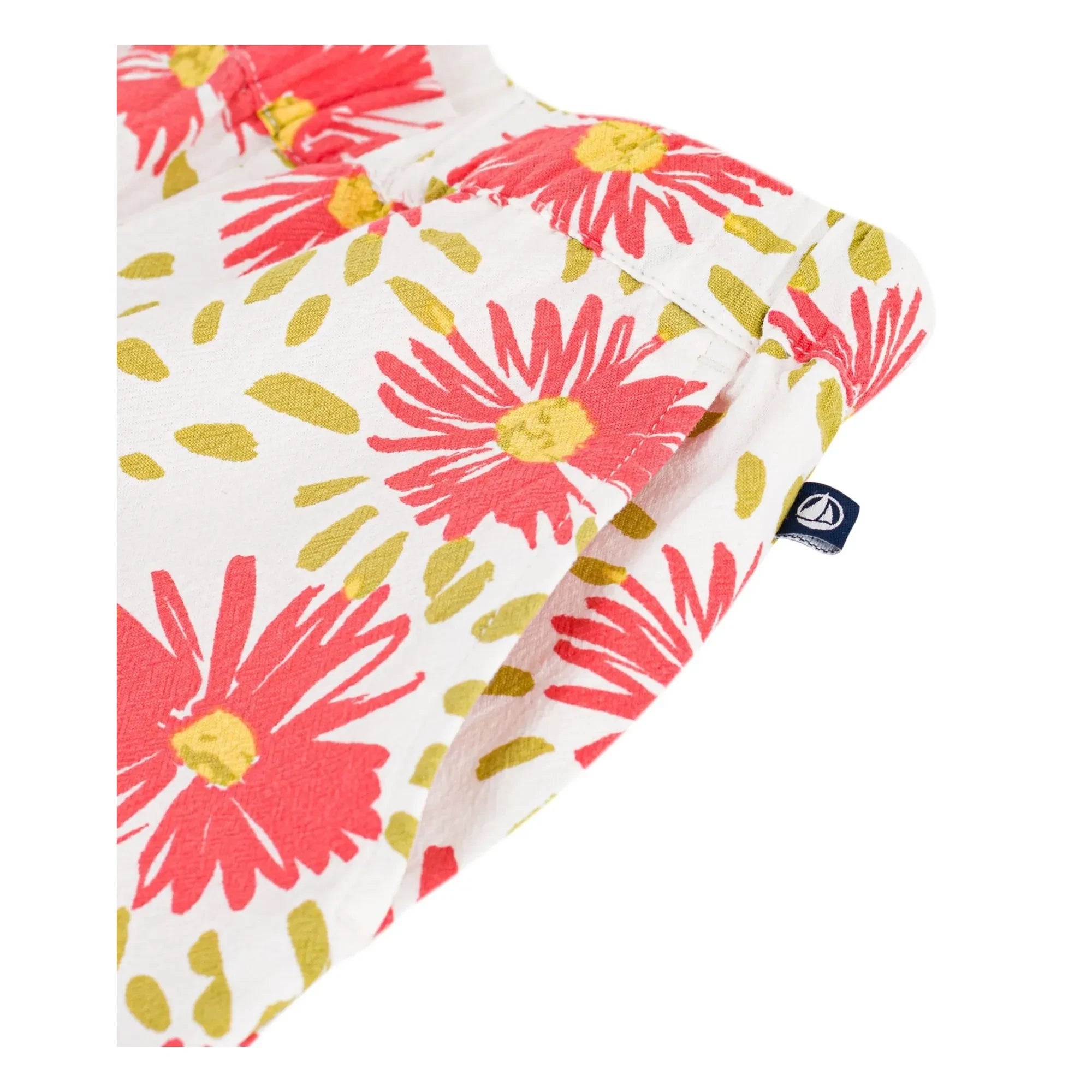 Petit Bateau - Pantalón de crepé de algodón orgánico con estampado floral | Blanco