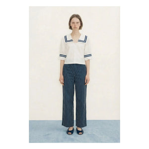 The Tiny Big Sister - Blusa de lino y algodón con volantes | Blanco roto