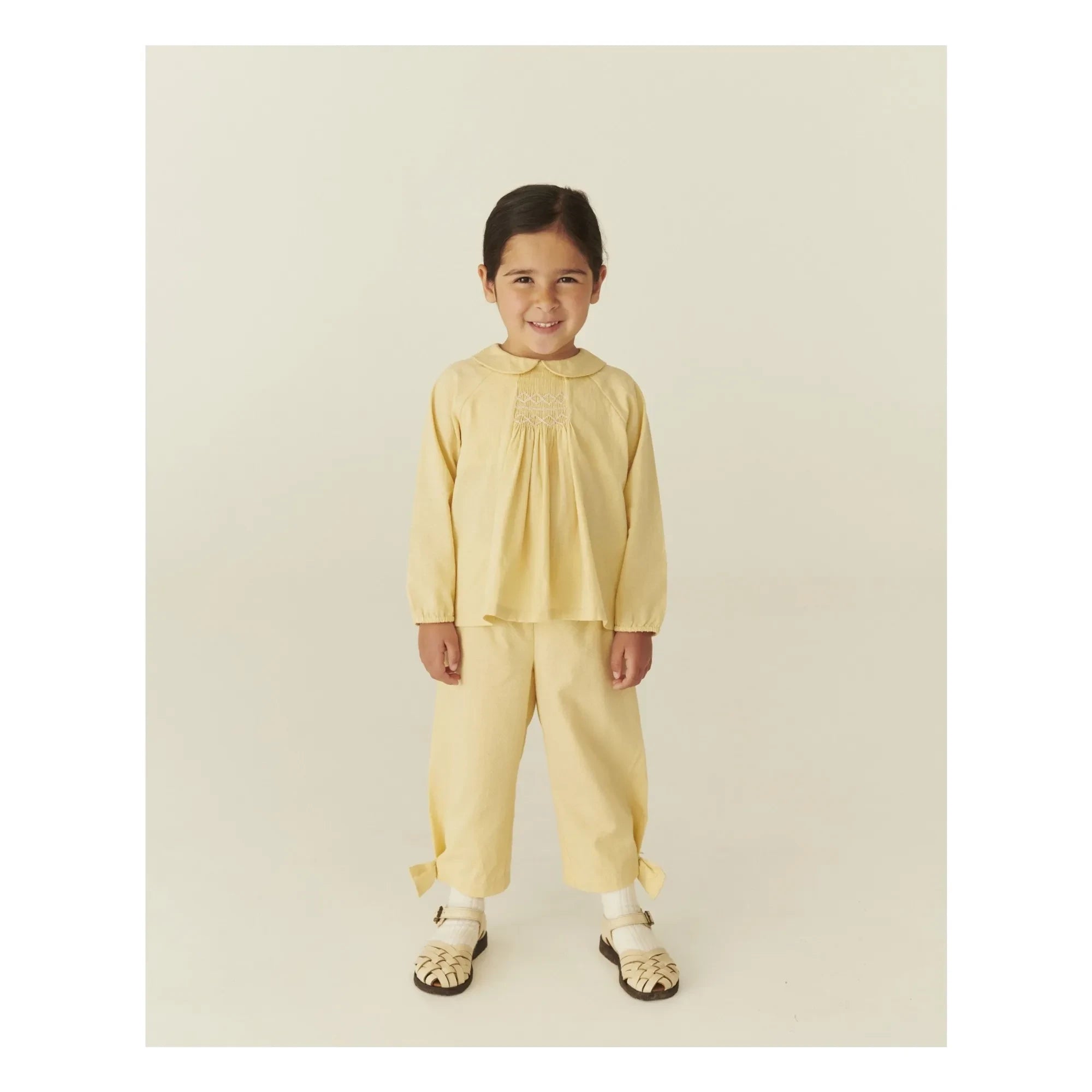 Copenhagen Colors - Blusa fruncida de algodón orgánico | Amarillo pálido