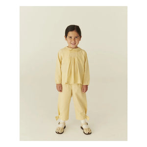 Copenhagen Colors - Blusa fruncida de algodón orgánico | Amarillo pálido