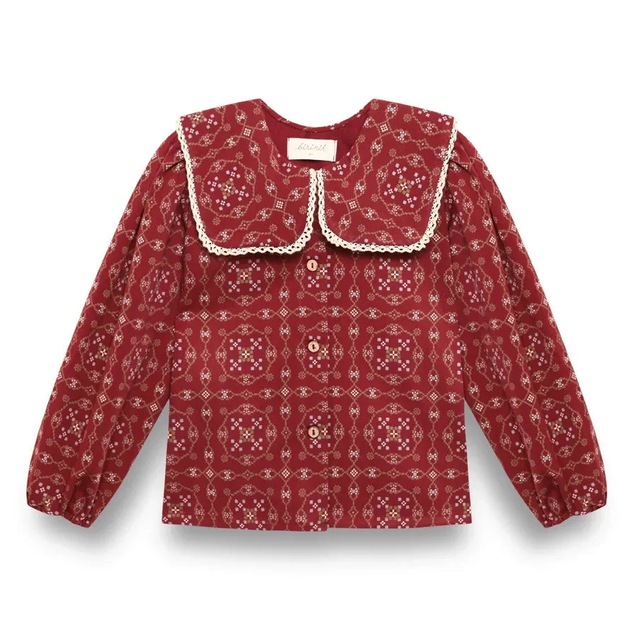 birinit - Ribera organik pamuk bluz | Bordo