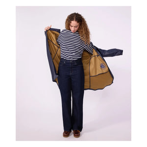 Petit Bateau - Gabardina larga icónica | Azul marino