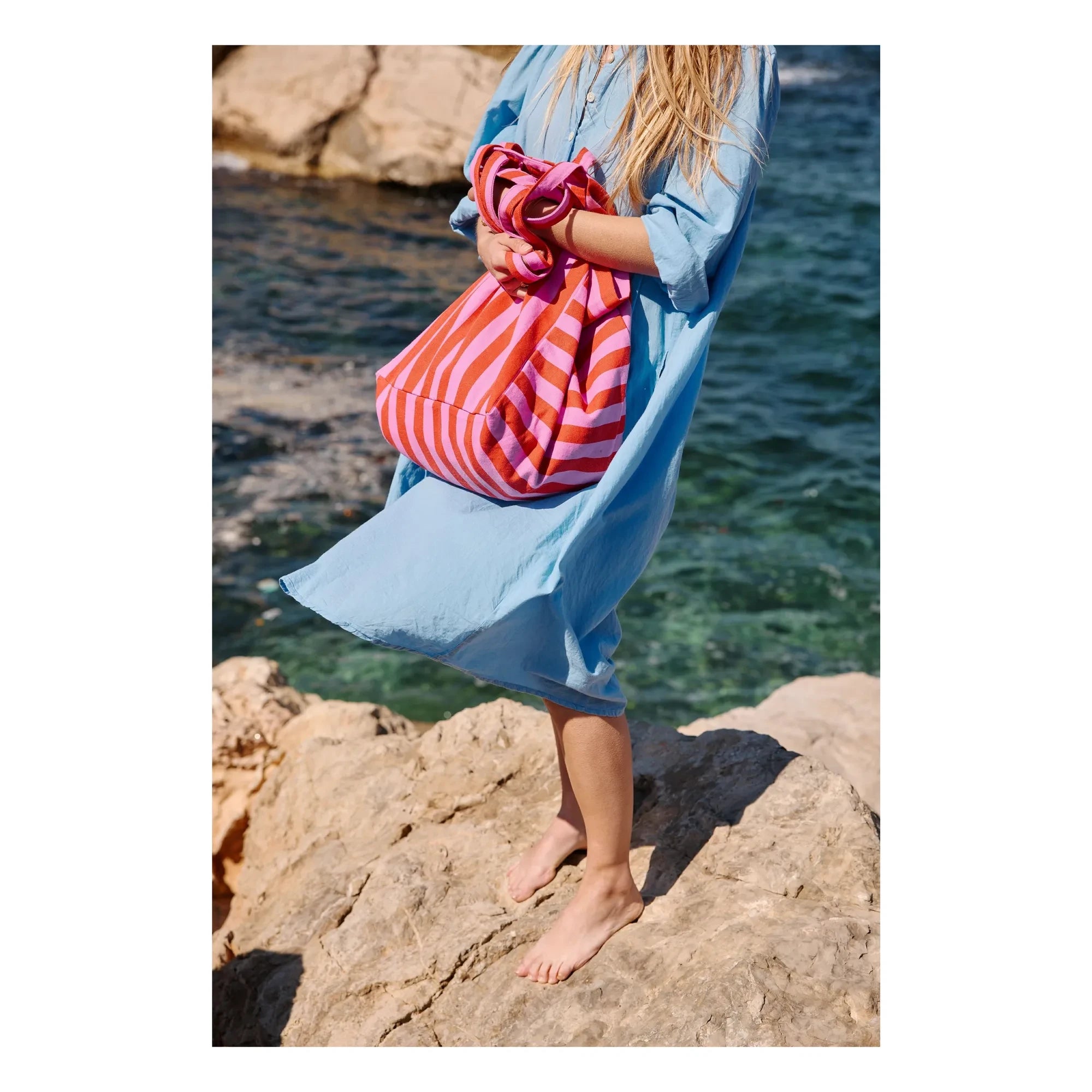 Rose in April - Bolso tote a rayas Elisa | Rosa