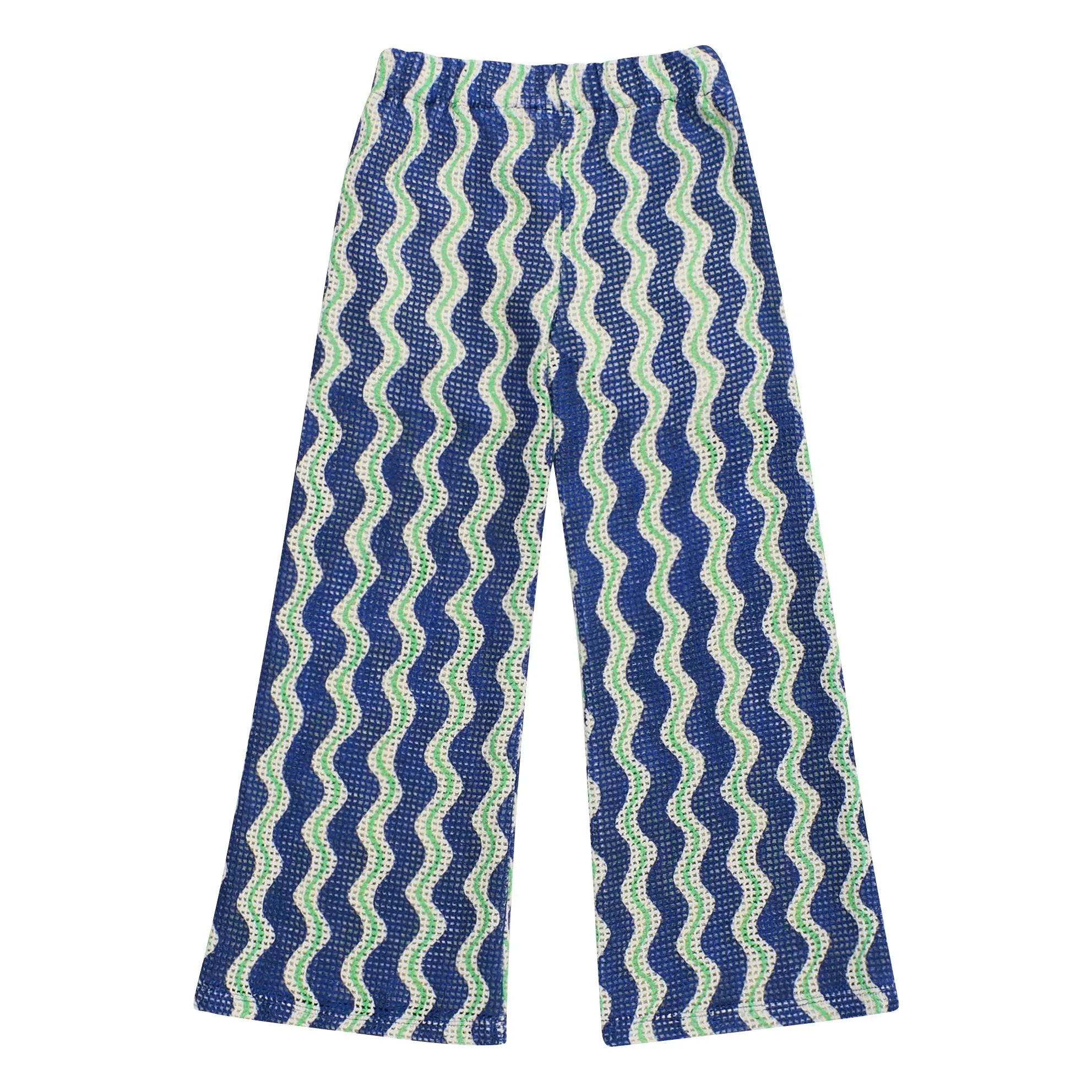 Maison Mangostan - Pantalones de ganchillo Wave | Azul