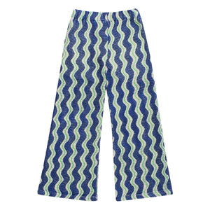 Maison Mangostan - Pantalones de ganchillo Wave | Azul