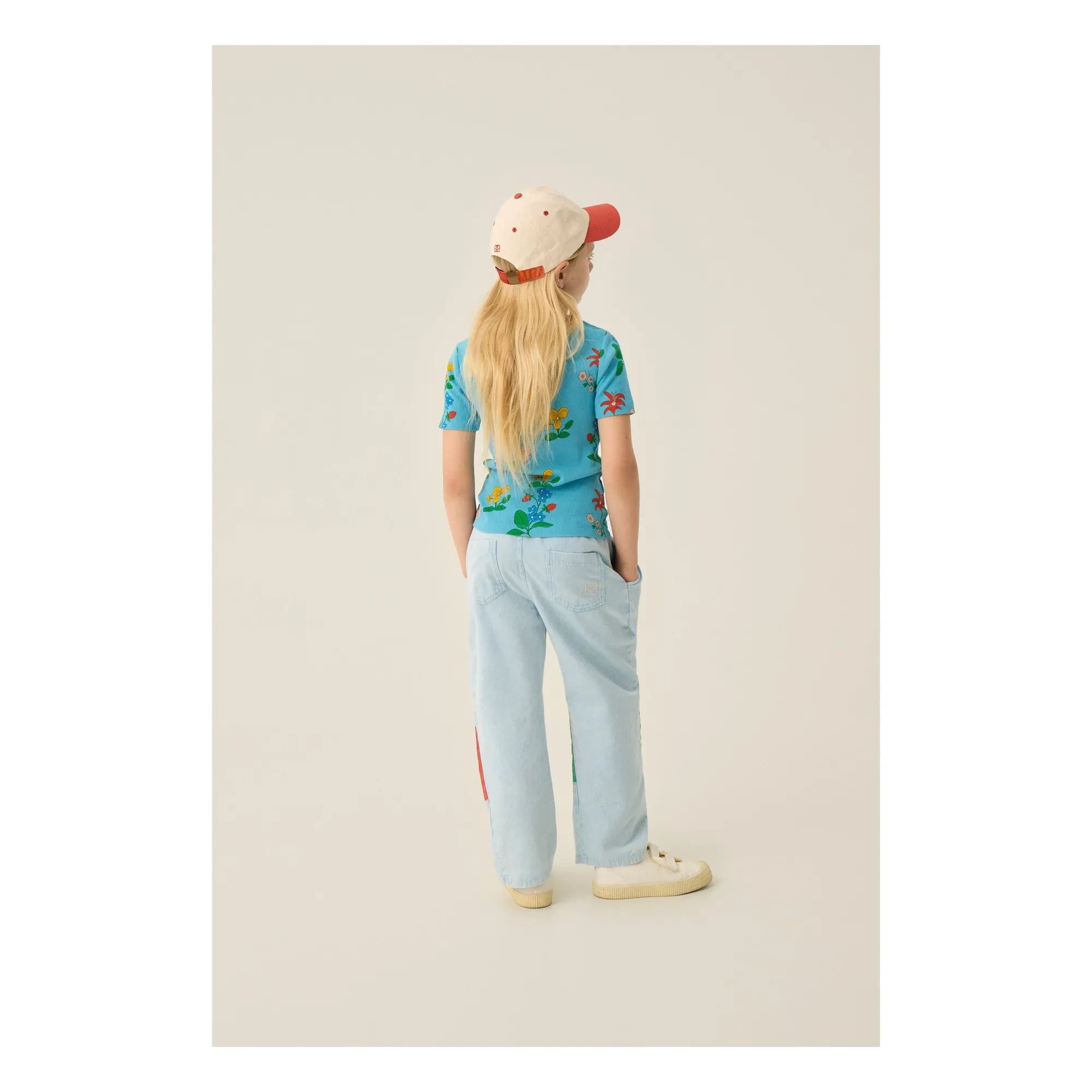 La Campamento - Camiseta Acanalada Flores | Azul azur