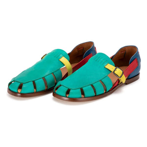 Bobo Choses - Sandalias de cuero con bloques de color | Verde