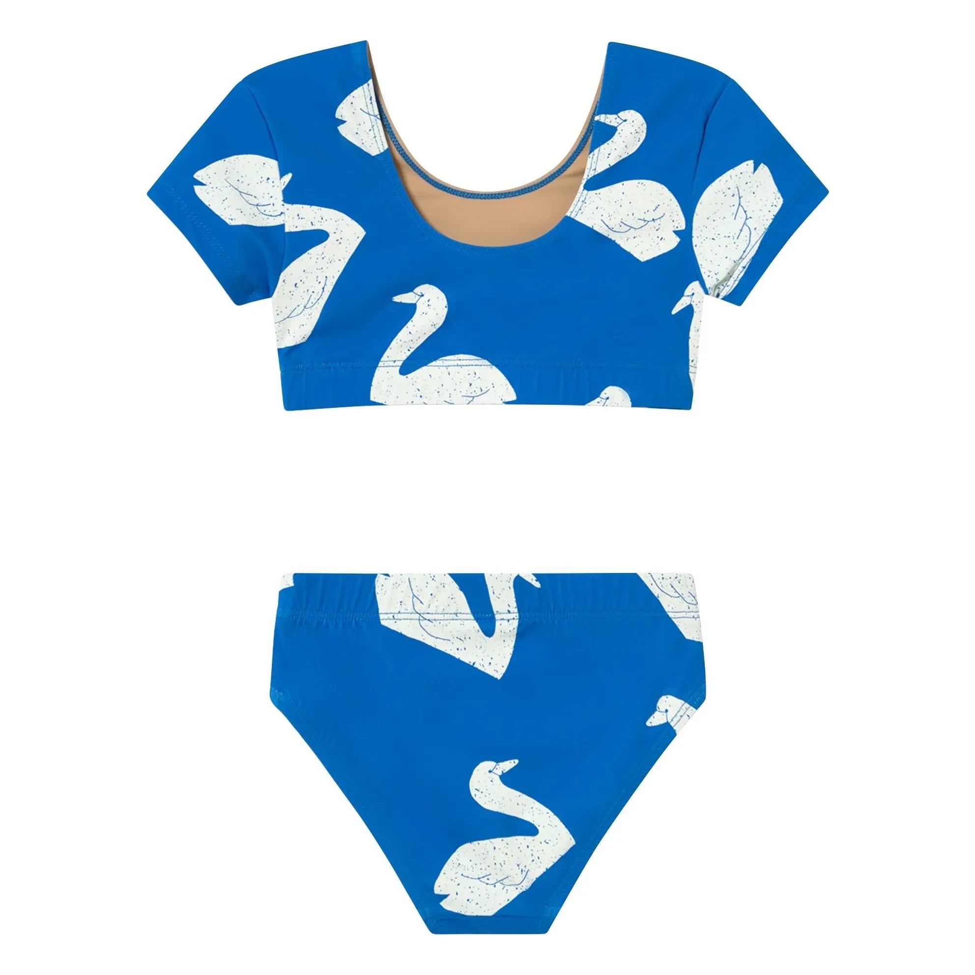 Tinycottons - Bañador Manga Corta Cisnes | Azul