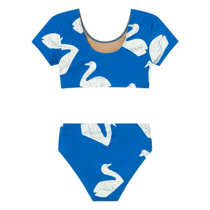 Tinycottons - Bañador Manga Corta Cisnes | Azul