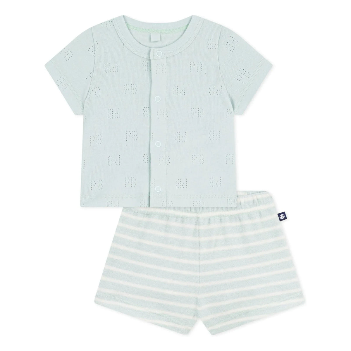 Petit Bateau - Conjunto de top y pantalón corto de felpa de algodón orgánico | Turquesa