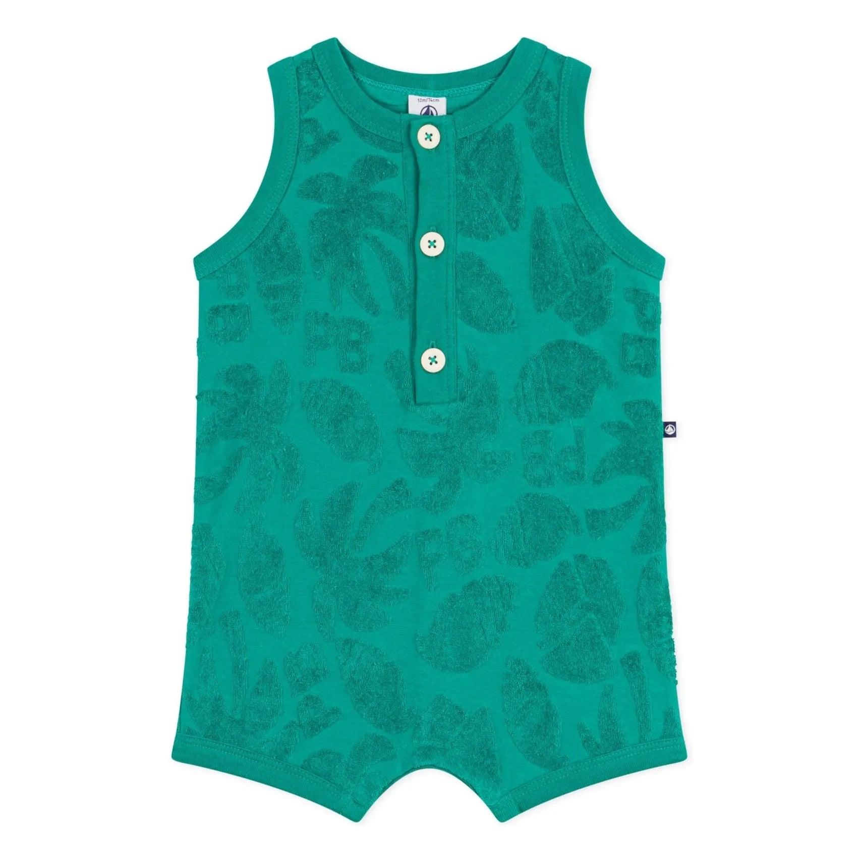 Petit Bateau - Mono de toalla de palma de algodón orgánico | Verde