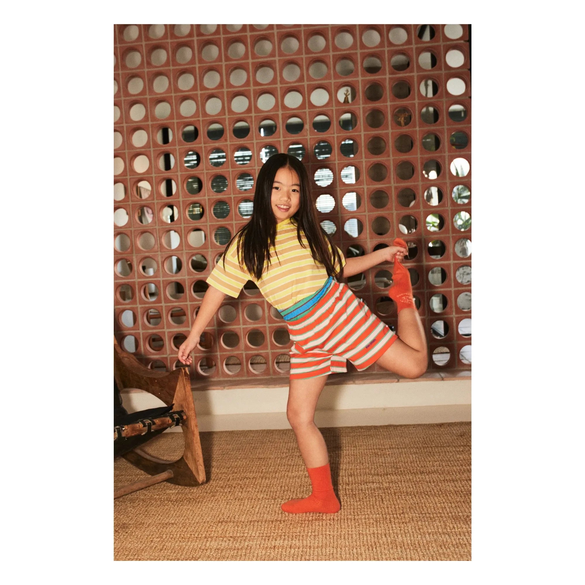 Bobo Choses - Conjunto de camiseta y pantalón corto de algodón orgánico a rayas | Rojo