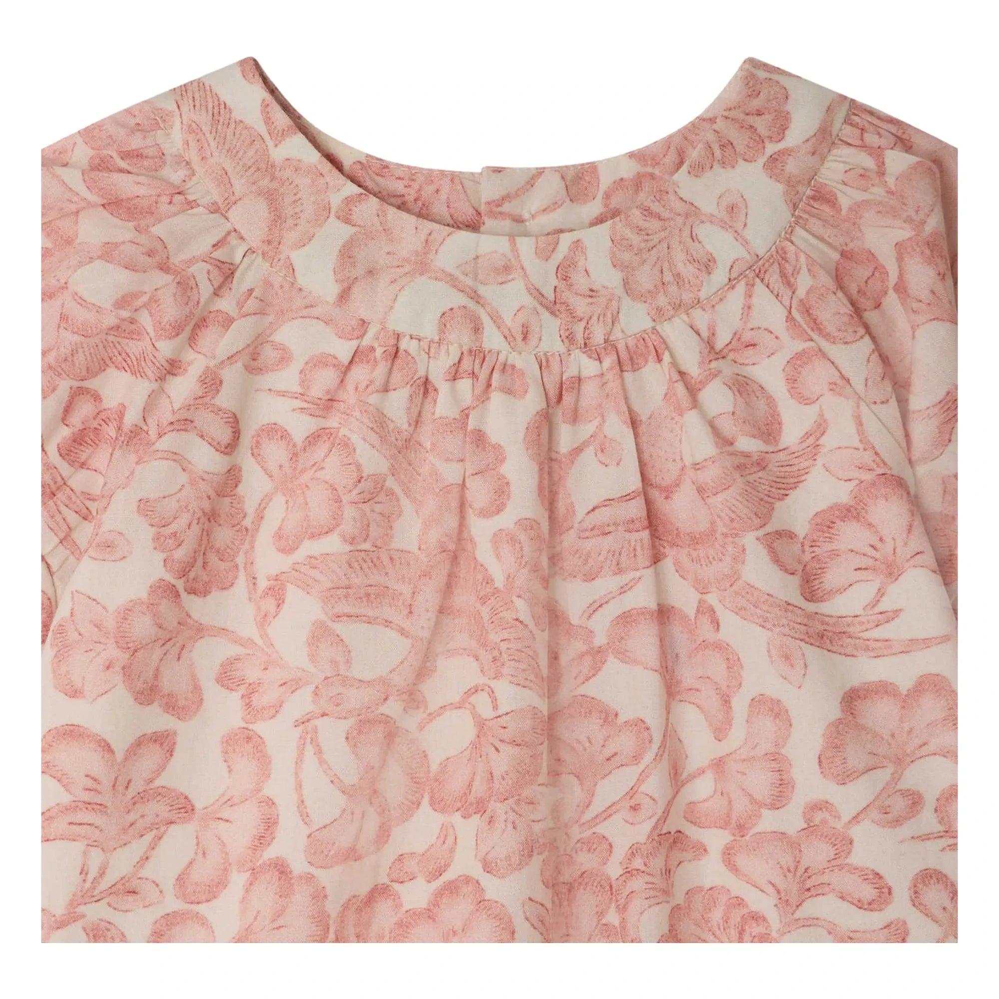 Bonpoint - Vestido de algodón orgánico Cachouli Fleurie | Rosa empolvado
