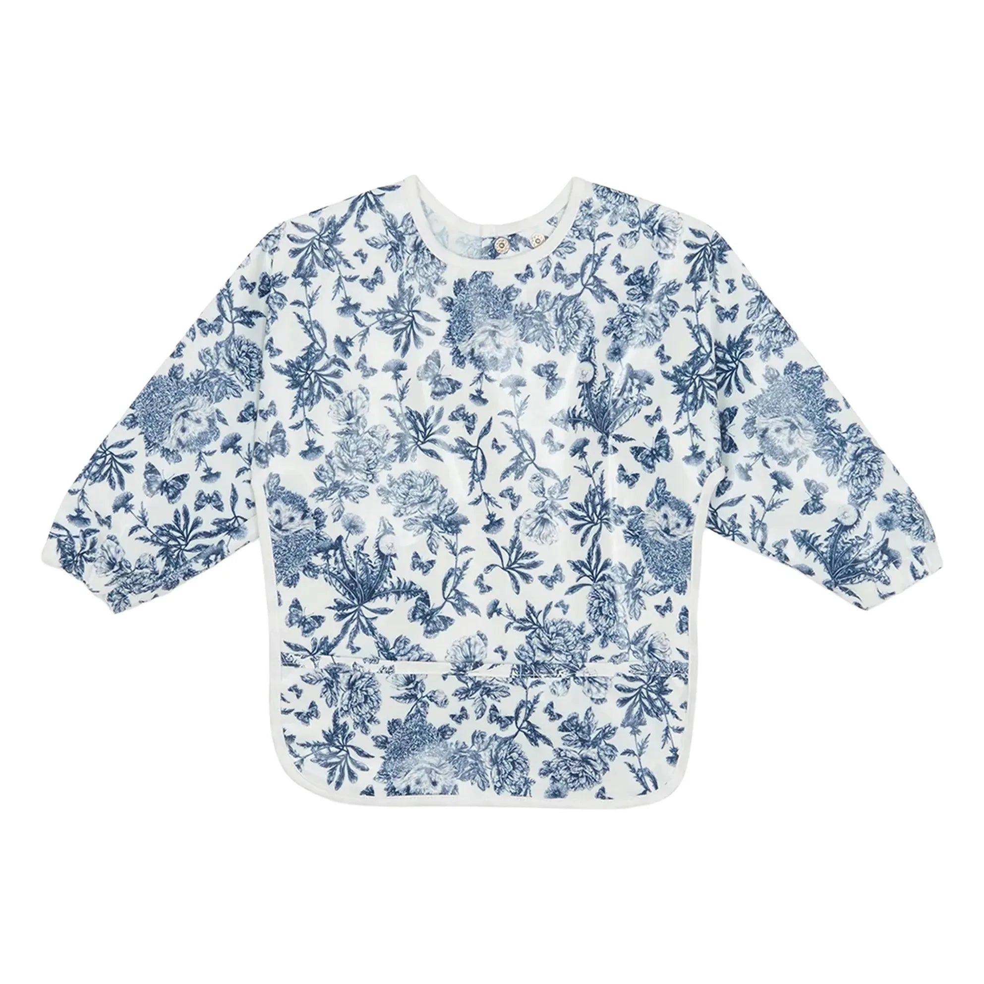 Tartine et Chocolat - Babero con mangas con revestimiento Toile de Jouy | Azul marino