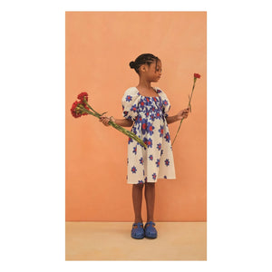 Fabula - Vestido Midi Floral con Mangas Abullonadas | Blanco