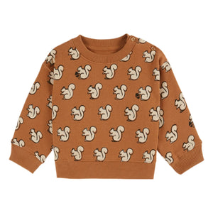 Emile et Ida - Sudadera de algodón orgánico con ardillas | Caramelo