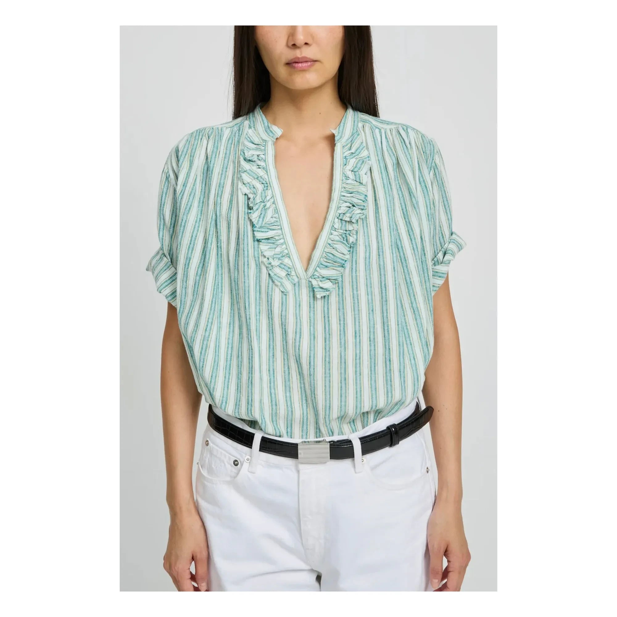 Laurence Bras - Blusa de algodón a rayas Dida | Verde claro